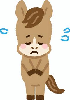 お詫びのお辞儀をする馬　主線なし 馬,午,お辞儀,謝罪,動物,干支,十二支,キャラクター,かわいい,ゆるキャラのイラスト素材