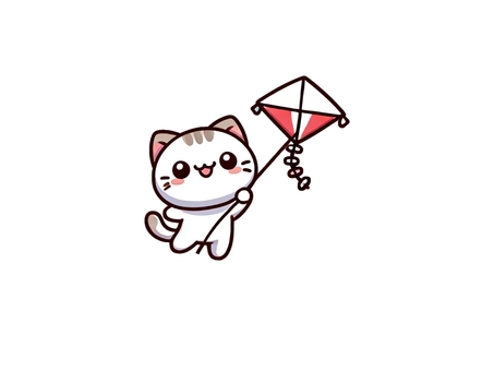 凧揚げを楽しむ猫