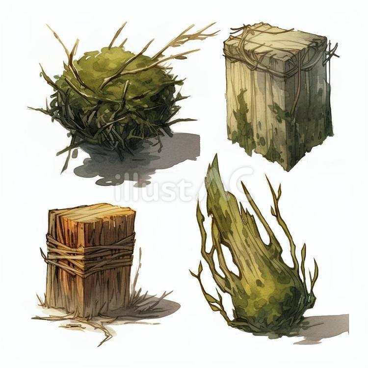 草系アイテム 草,緑,材料のイラスト素材