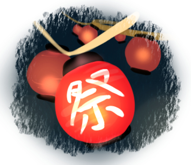 お祭りの提灯 提灯,祭,灯,夜,赤のイラスト素材