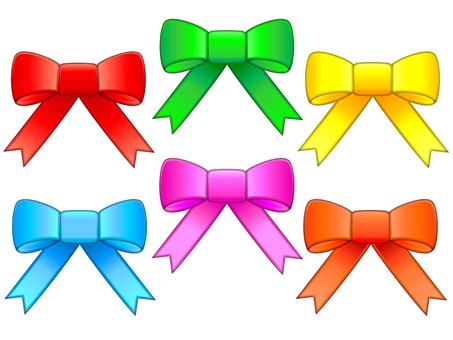 リボン20　リボンセット2 リボン,お誕生日,プレゼント,贈り物,お祝い,アイコン,赤,青,黄色,緑のイラスト素材