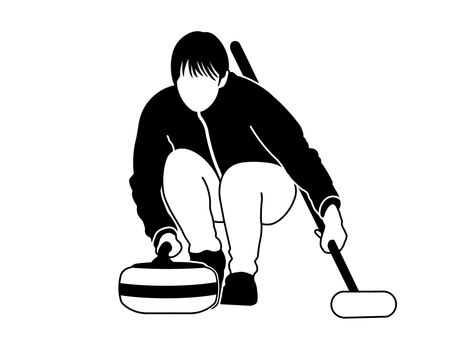 カーリング カーリング,ウインタースポーツ,競技,種目,運動,冬,人,人物,女性,選手のイラスト素材