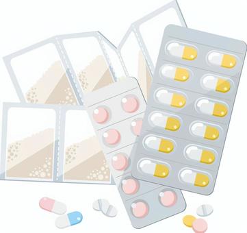 薬 錠剤,カプセル,粉薬,散剤,顆粒剤,細粒剤,薬,飲み薬,サプリメント,ジェネリックのイラスト素材