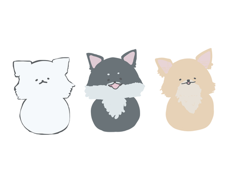 チワワ チワワ,犬,動物,生き物,三匹,三兄弟,デフォルメ,イラスト,かわいい,手描きのイラスト素材