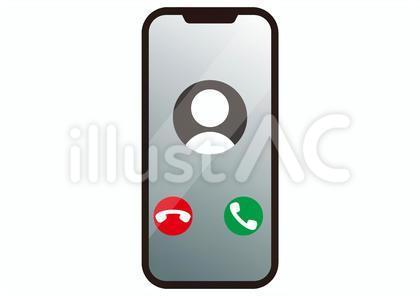 画面に光沢のあるスマホ 着信画面表示