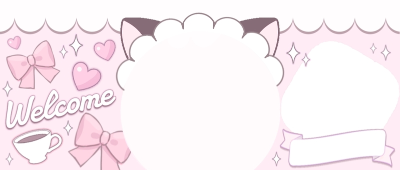 IRIAMヘッダー メイドカフェ風 ヘッダー,メイド,カフェ,かわいい,ピンク,リボン,猫耳のイラスト素材