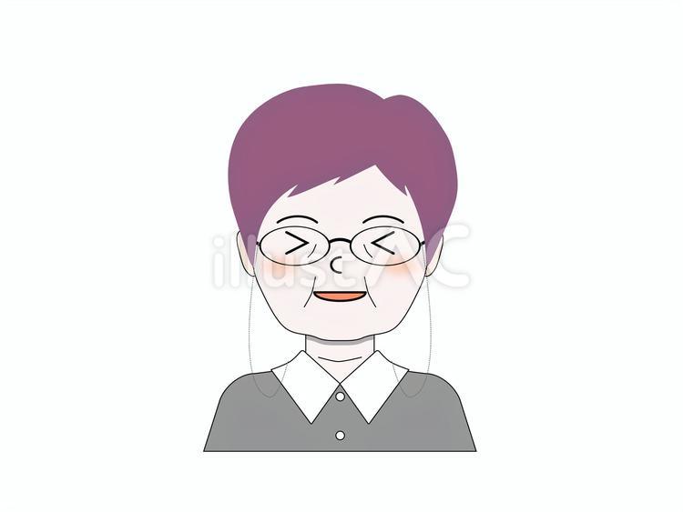 おちゃめな表情の楽しそうな紫ヘアのシニア シニア,高齢者,年配のイラスト素材