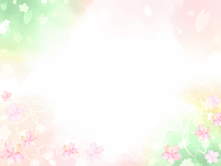 水彩手描きの桜の背景フレーム 桜,和風,手描き,キラキラ,光彩,和柄,和紙,水彩,フレーム,ソメイヨシノのイラスト素材