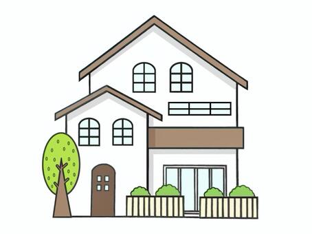 正面から見た新築の家のイラスト 家,マイホーム,屋根,扉,窓,新築,家屋,自宅,持ち家,家庭のイラスト素材