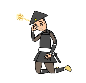 寝ぼける戦国時代の足軽 足軽,侍,武士,鎧武者,戦士,兵士,日本,和風,歴史,日本史のイラスト素材