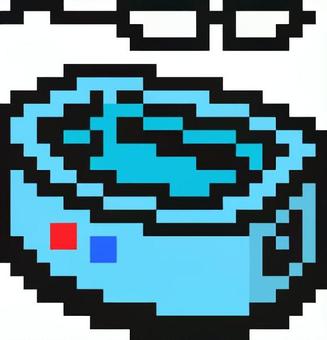ドット絵の青のメガネクリーナーです。 ドット絵,メガネ,超音波,洗浄器,シンプル,クリーナー,家電,小型,清掃,洗浄のイラスト素材