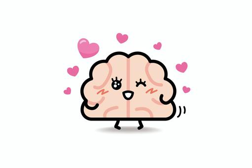 脳みそさん★ぶりっこ 脳みそ,ハート,女子,ウインク,脳,ぶりっこのイラスト素材