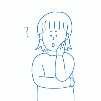 疑問を持つ女性 女性,人物,シンプル,線画,ベクター,ハテナ,疑問のイラスト素材