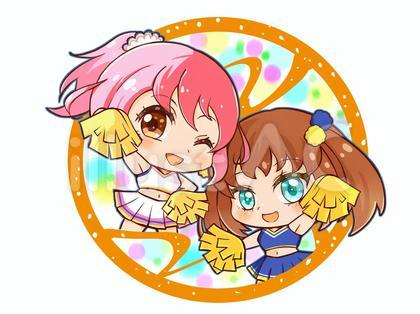 チアガールたち ステッカー風