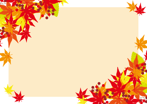 背景フレーム・秋の紅葉2 紅葉,もみじ,実,シンプル,木,植物,初秋,秋,9月,10月のイラスト素材
