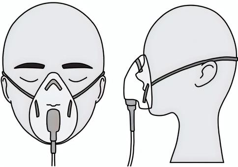 酸素マスク 横顔と正面白黒 酸素マスク 横顔と正面白黒 酸素マスク,治療,横顔,正面,白黒のイラスト素材