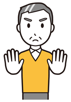 ニット中年男性(黄)-186-バスト  ニット中年男性(黄)-186-バスト ストップ,真剣,おじさん,男性,中年,お父さん,パパ,シニア,ミドルエイジ,人物のイラスト素材