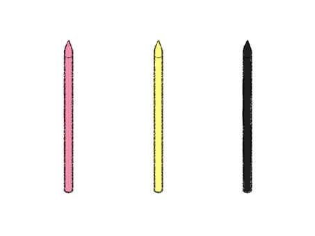 プラスチッククレヨン(ピンク・黄・黒) プラスチッククレヨン(ピンク・黄・黒) プラスチッククレヨン,文房具,学校,勉強,ピンク,イエロー,ブラック,手描きのイラスト素材