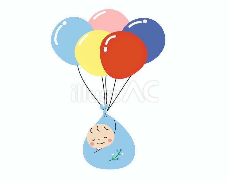 風船と赤ちゃん 妊娠,出産,赤ちゃんのイラスト素材