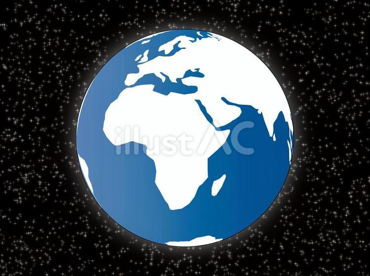 キラ星瞬く宇宙に浮かぶ地球 宇宙,空間,地平線のイラスト素材