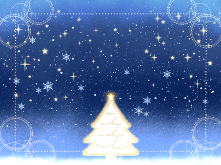 おとぎの森・聖夜のクリスマスツリー【5】 クリスマス,クリスマスツリー,冬,聖夜,雪,11月,12月,雪の結晶,キラキラ,メルヘンのイラスト素材
