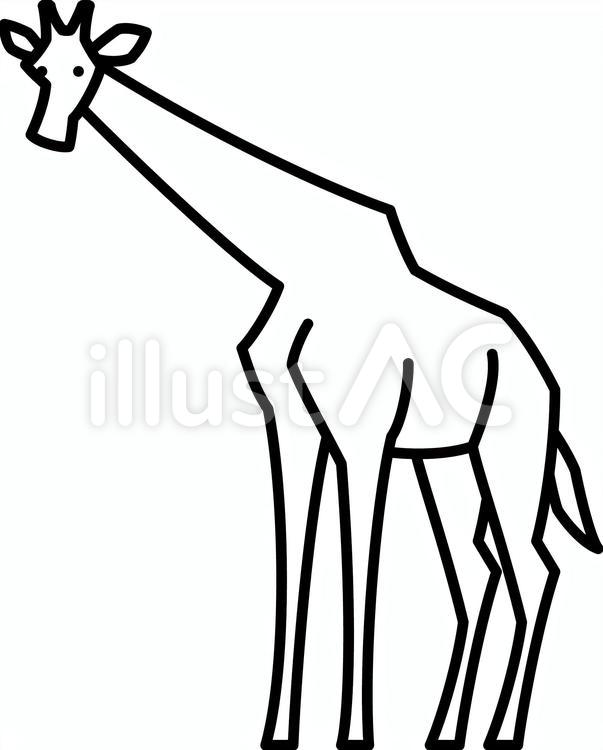 シンプルな線画の動物 キリンイラスト No 無料イラストなら イラストac