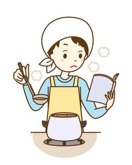 お料理してます3 料理,調理,レシピ,本,レシピ本,初めて,挑戦,はちまき,タオル,おたまのイラスト素材