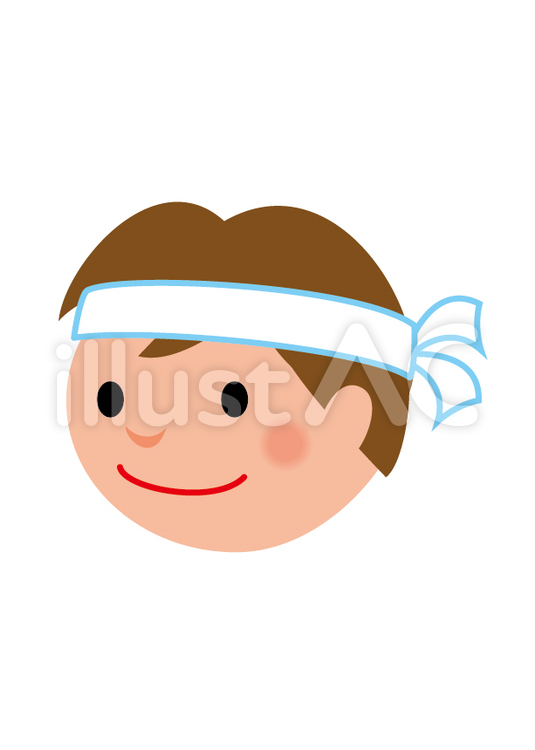 男の子 運動会,白組,鉢巻きのイラスト素材