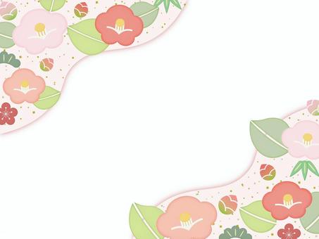 椿と松竹梅のフレーム2 椿,お正月,松,竹,梅,正月,年賀,新春,花,縁起物のイラスト素材