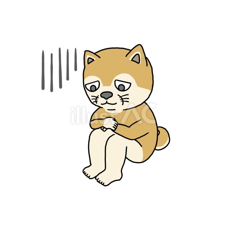 落ち込む犬 落ち込む,寂しい,孤独のイラスト素材