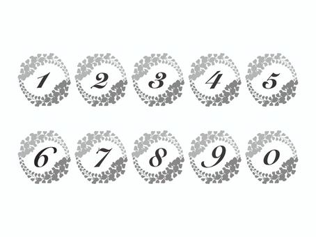 数字（藤の花のフレーム0〜9）03 数字,ナンバー,番号,藤の花,灰,フレーム,セット,アイコンのイラスト素材