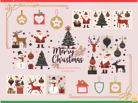 クリスマスミニイラストセット ci007 クリスマス,christmas,フレーム,枠,吹き出し,speechbubble,サンタクロース,見出し,illustration,イラストのイラスト素材