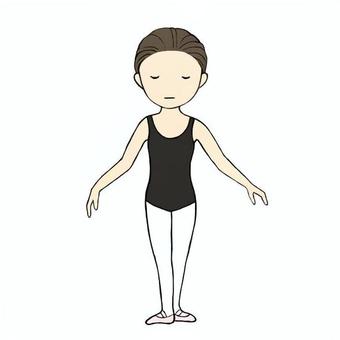 バレエのレッスンをする女性 バレエ,バレリーナ,レッスン,レオタード,バレエシューズ,女性,人物,ポーズ,立ち絵,全身のイラスト素材