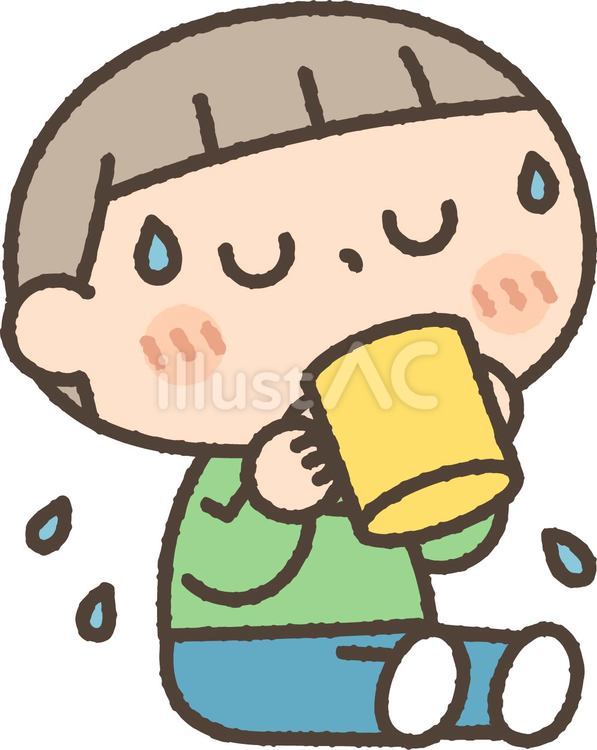 水分補給をする男の子 子供,男の子,水分補給のイラスト素材
