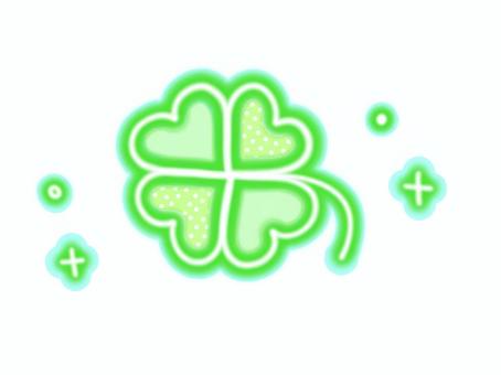 平成レトロなクローバー クローバー,キラキラ,ネオン,平成レトロ,かわいい,派手,ファンシー,ポップ,手書き,イラストのイラスト素材