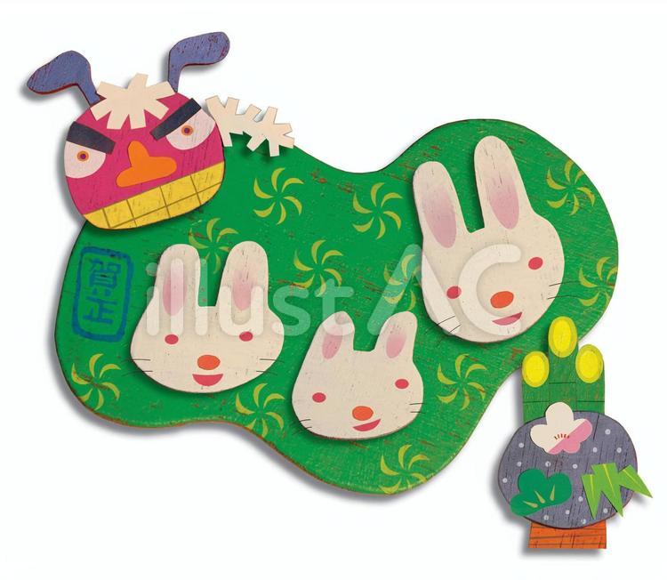 卯年ねんが-5 卯,卯年,年賀のイラスト素材