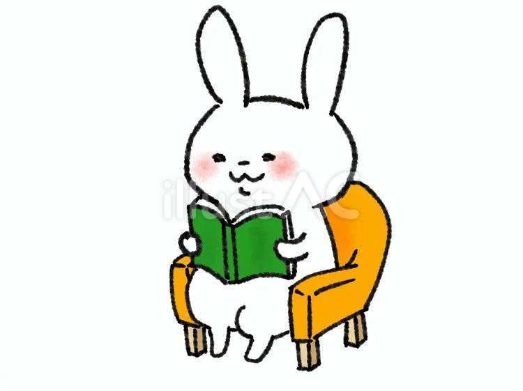 本を読むうさぎ うさぎ,読書,本のイラスト素材