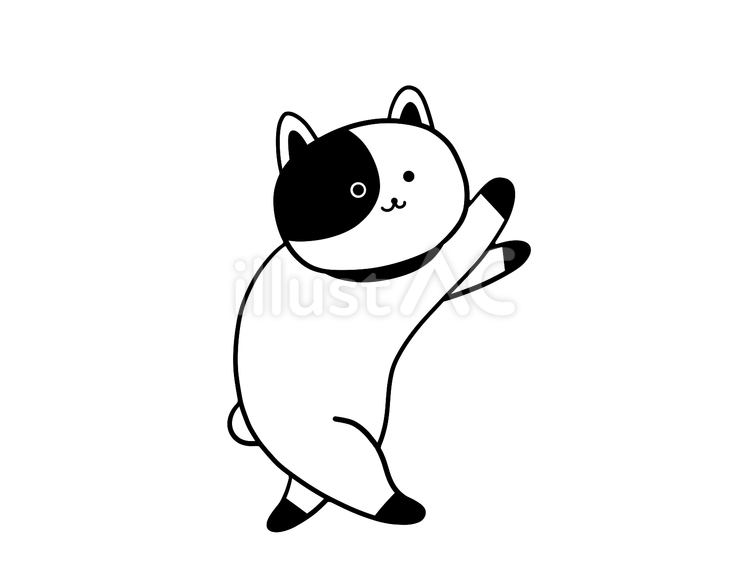 黒い首輪の踊る猫 猫,踊る,ゆるいのイラスト素材