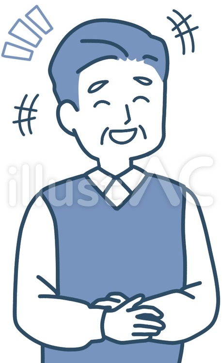 お腹を抱えて笑う　おじいさん　あははは 笑う,面白い,大笑いのイラスト素材