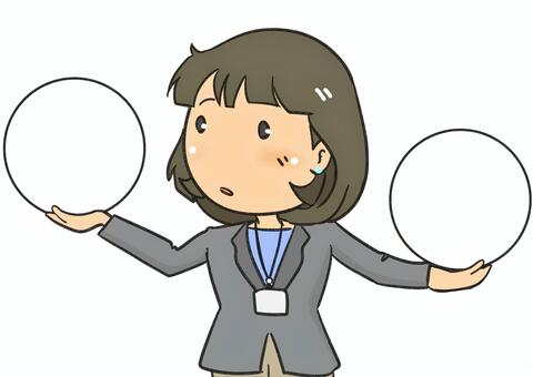 比較する女性 比較,女性,若い,ビジネスウーマン,悩みのイラスト素材