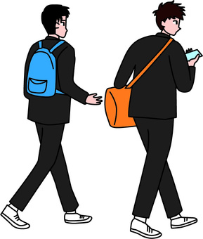 High school student commuting to school, high school student, going to school, attending school, JPG, PNG and AI