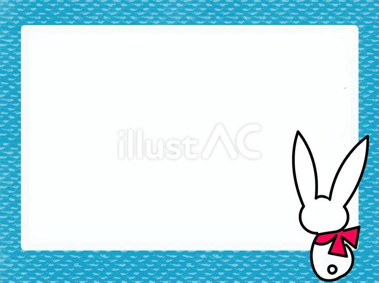フレーム　後ろ姿のウサギ ウサギ,背中,リボンのイラスト素材