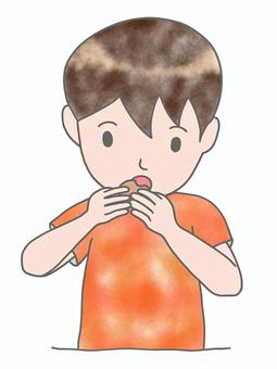 おやつを食べる男の子 おやつを食べる男の子 食事,楽しい,嬉しいのイラスト素材
