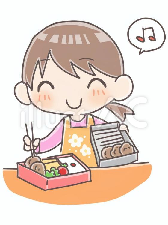 お弁当を作る女性 お弁当,作る,女性のイラスト素材