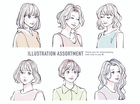 女性插圖集 JPG/PNG/AI, JPG, PNG 和 AI 女性插圖集 JPG/PNG/AI, 女子, 女孩, 美容, JPG, PNG 和 AI