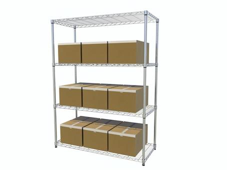 メタルラックとダンボール 棚,金属,ラック,メタル,スチール,ダンボール,箱,荷物,整理,片付けのイラスト素材