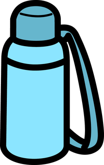 水色の水筒です。 水筒,シンプル,マイボトル,タンブラー,魔法瓶,飲料,容器,携帯,ドリンク,蓋付きのイラスト素材