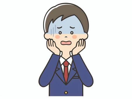 焦った表情の男子学生 焦る,困る,不安,ガーン,ショック,絶望,心配,緊張,男の子,高校生のイラスト素材