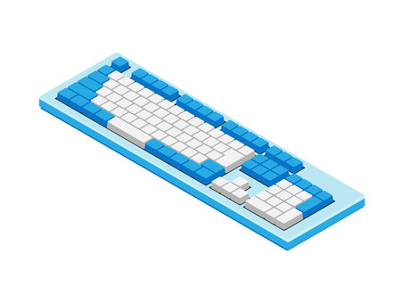 isometric_keyboard_blue, , JPG, PNG and AI