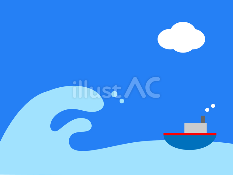 大きな波と船の背景 海,船,背景のイラスト素材